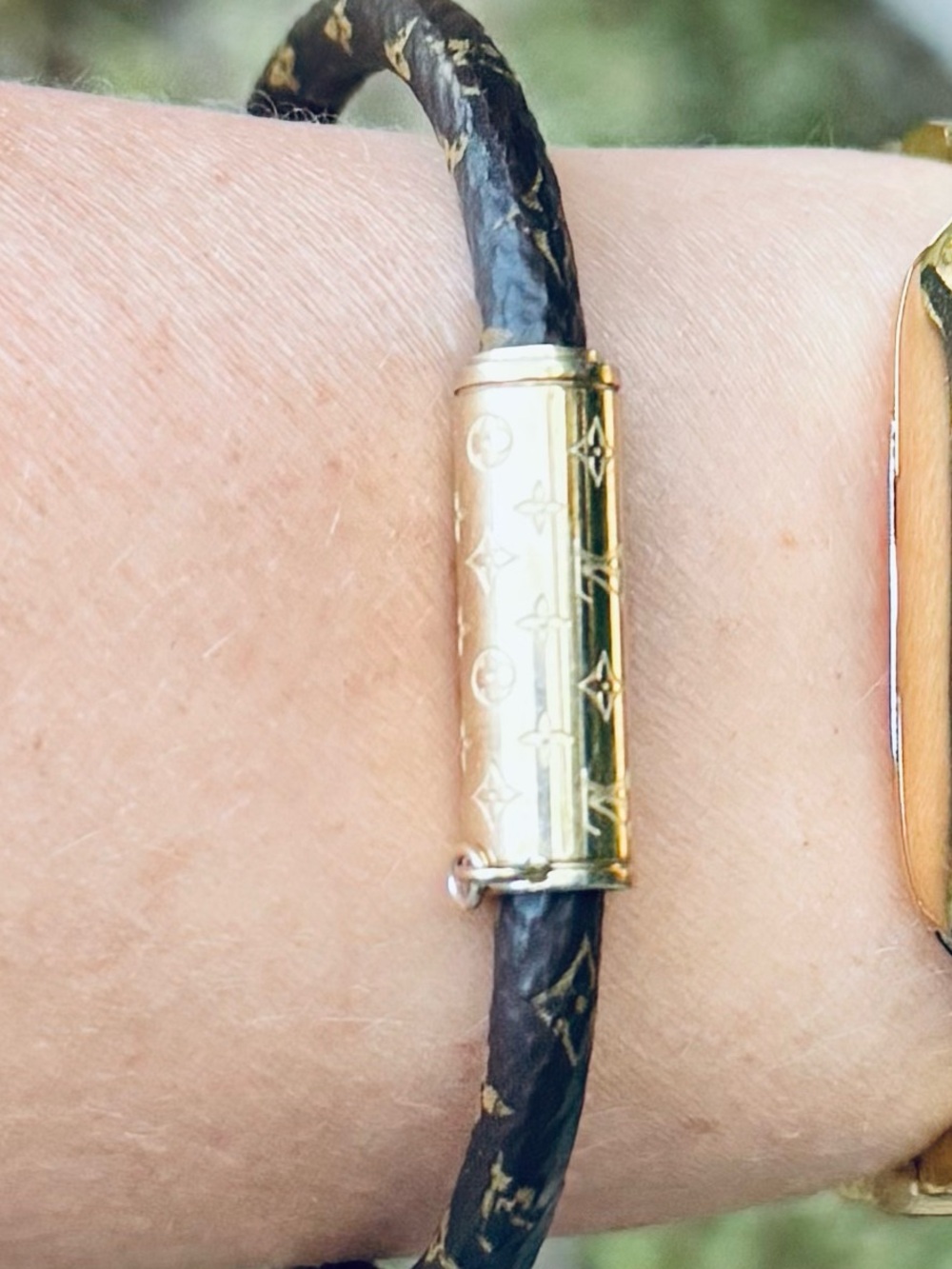 Louis Vuitton Brown and Gold Monogram Bracelet